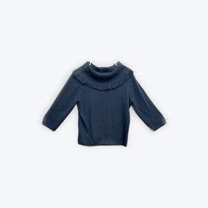 Oscar de la Renta Blue Cowl Neck Sweater sequins